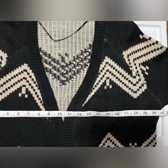 HaVe Boho Chevron Pattern Size Large Open Front Cardigan Sweater - Picture 6 of 7